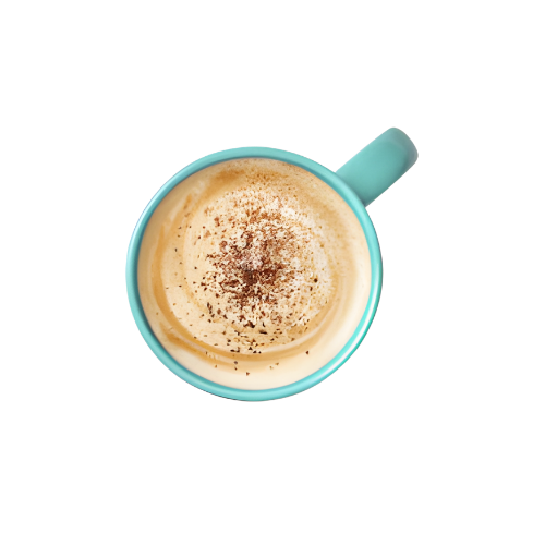 Floating coffee element inside the Galaxy Cafe website