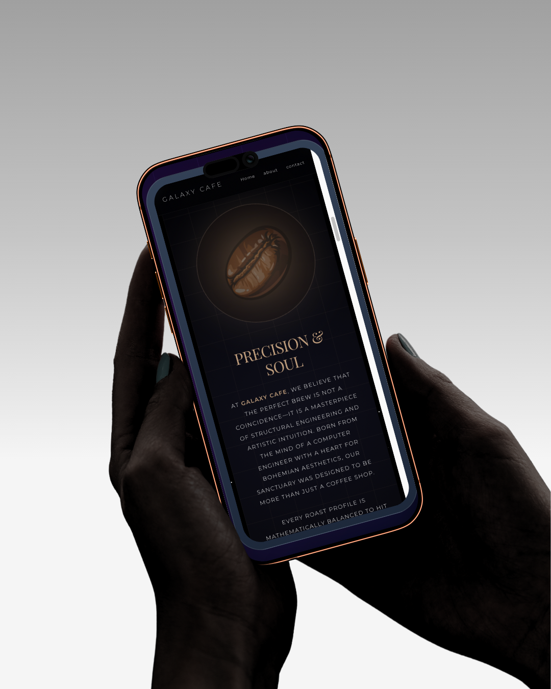 Galaxy Cafe website displayed on mobile