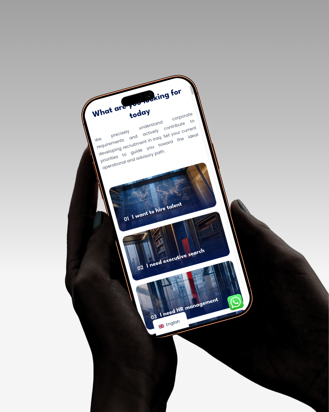 Business Partner recruitment website on mobile