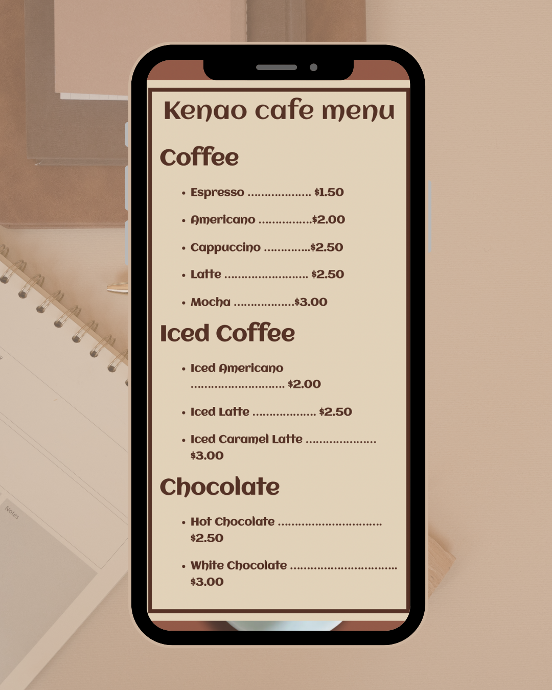 عرض موقع Kenao Cafe على الهاتف